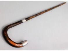 A silver tipped & collared gents walking cane, 35i