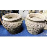 A pair of reconstituted stone planters, 15.25in ta