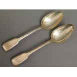 A pair of William IV 1837 London silver spoons, Sa