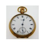 A Waltham 9ct gold top wind antique pocket watch 93.7g, 49mm, runs when wound