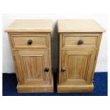 A matching pair of pine bedside cabinets 26.5in hi