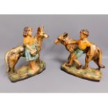 A pair of art deco fireside boy & girl plaster fig