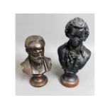 Two decorative busts depicting composers Mozart &