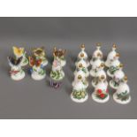 Six Franklin Mint butterfly bells, two a/f & displ