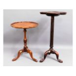 A 19thC. mahogany quatrefoil topped wine table, top loose twinned with a later wine table, tallest 2