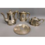 Four pieces of silver plated ware including a larg