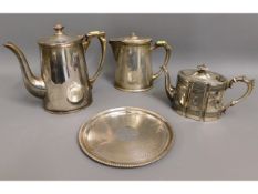 Four pieces of silver plated ware including a larg