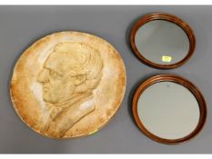 A matching pair of early 20thC. mirrors, 7.5in dia