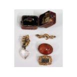 Five pieces of 19thC. jewellery, all test as gold,