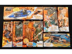 Eight used boxed Action Man figures & related item
