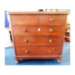 A Victorian bow fronted mahogany veneered chest of