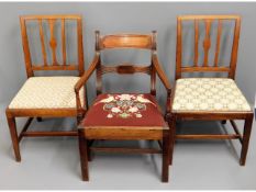 Two 19thC. matching dining chairs & one earlier ca