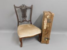 A low level antique nursing chair twinned with early/mid 20thC. suitcase £5-10