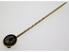 A Victorian yellow metal tie pin, tests as gold, s