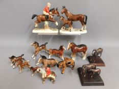 A quantity of horse ornaments including Beswick