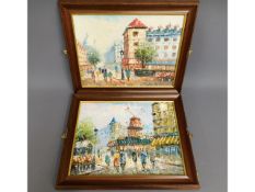 A framed pair of continental street scenes by Caro