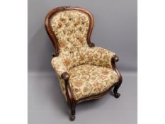 A 19thC. Victorian walnut armchair, 41.5in high to