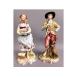 A pair of Rauenstein style continental porcelain figures, man 10in tall £20-30