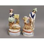 A pair of 19thC. Staffordshire figures a/f, 9in ta