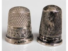 Two silver thimbles by Charles Horner & James Fent