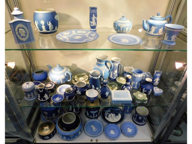 A quantity of jasper ware type ceramics including