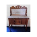 A c.1900 wash stand with marble back & top, 36in w