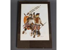 A Clive Constable watercolour of African tribesmen