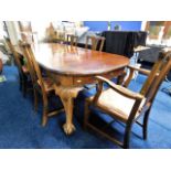 ToA 19thC. mahogany extending dining table with cabriole legs & large ball & claw feet (could follow