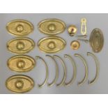 A quantity of Regency period brass drawer fittings