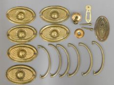 A quantity of Regency period brass drawer fittings