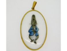 A Beatrix Potter gold plate mounted Wedgwood Peter