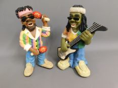 Two novelty Rastafarian musician figures, 16.5in t