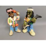 Two novelty Rastafarian musician figures, 16.5in t