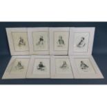 Eight mounted etchings by F. Sargent