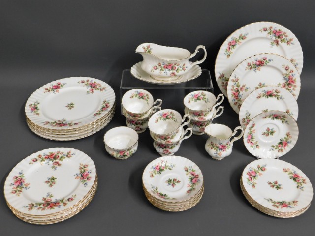A quantity of Royal Albert Moss Rose porcelain tea