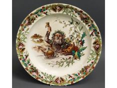 A Victorian Christmas pudding plate, date mark for