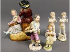 A 19thC. Plaue porcelain figure group 6.75in tall