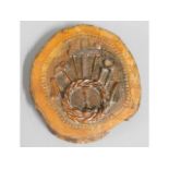 An early 20thC. carved olive wood plaque with Hebr