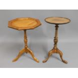 A yew wood wine table & one other