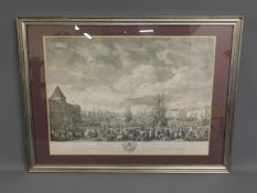 A framed print of the Port De Marseille, 37in wide