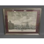 A framed print of the Port De Marseille, 37in wide