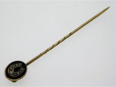 A Victorian yellow metal tie pin, tests as gold, s