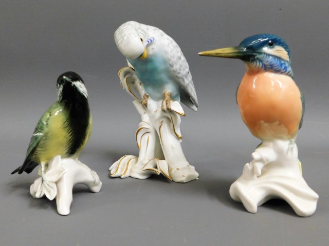 A Karl Ens porcelain Kingfisher & one other Karl E