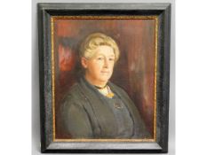 A W. J. Gibbs oil portrait of woman set in black w