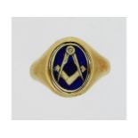 A 9ct gold masonic spinner ring, inscribed, 5.9g,