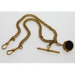 A Victorian 9ct gold Albert chain with fob, 15in l