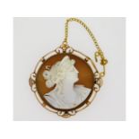 An antique 9ct rose gold set cameo brooch, 9.6g, 4