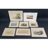Seven 19thC. sketches & drawings including waterco