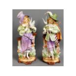 A pair of large continental porcelain figures, los