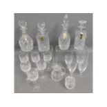 A quantity of cut glass crystal decanters & drinki